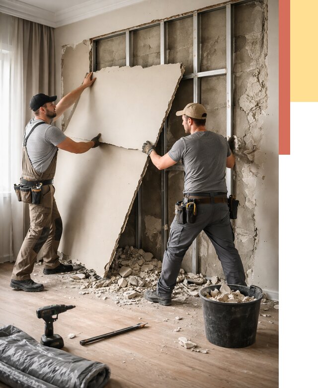 Демонтаж гипсокартона со стен в Сарове от 365 руб. — услуги демонтажа | ОТДЕЛОЧНИК-Сро