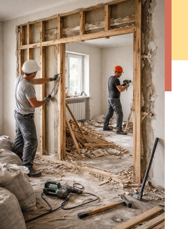 Демонтаж деревянных перегородок в Сарове от 3333 руб. — быстро и недорого | ОТДЕЛОЧНИК-Сро