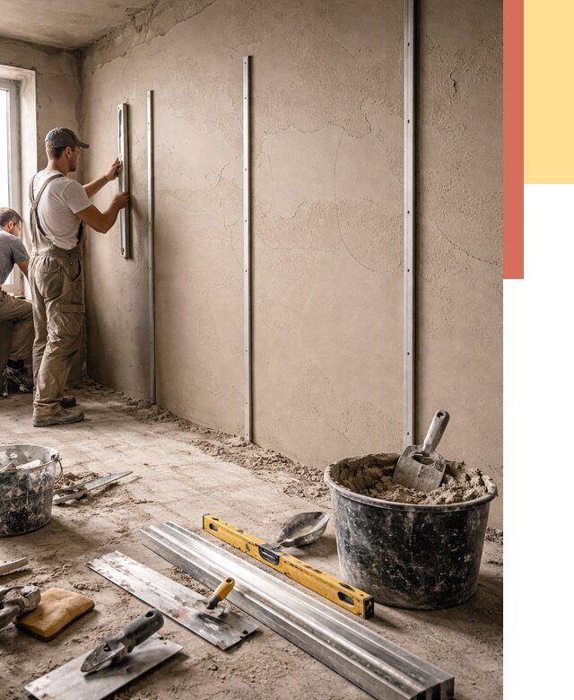 Штукатурка стен по маякам в Сарове от 5728 руб./м² — выравнивание под ключ | ОТДЕЛОЧНИК-Сро