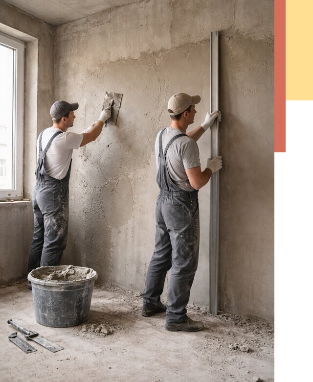 Штукатурка бетонных стен в Сарове от 4687 руб/м² — качественно и быстро | ОТДЕЛОЧНИК-Сро