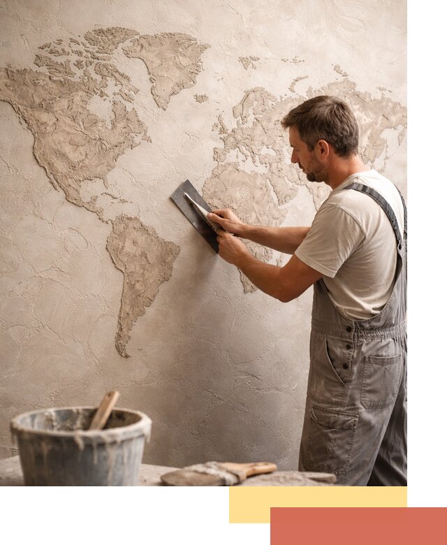 Декоративная штукатурка «Карта мира» под ключ в Сарове