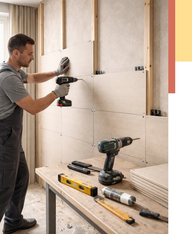 Монтаж МДФ панелей на стены в Сарове от 1302 руб. под ключ | ОТДЕЛОЧНИК-Сро