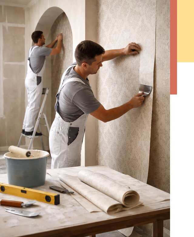 Поклейка обоев на сложные стены в Сарове от 2916 руб. под ключ | ОТДЕЛОЧНИК-Сро