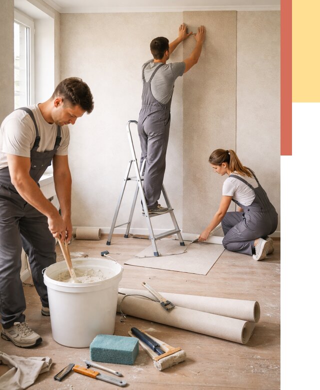 Оклейка стен обоями в Сарове от 3645 руб/м2 — быстро и недорого | ОТДЕЛОЧНИК-Сро