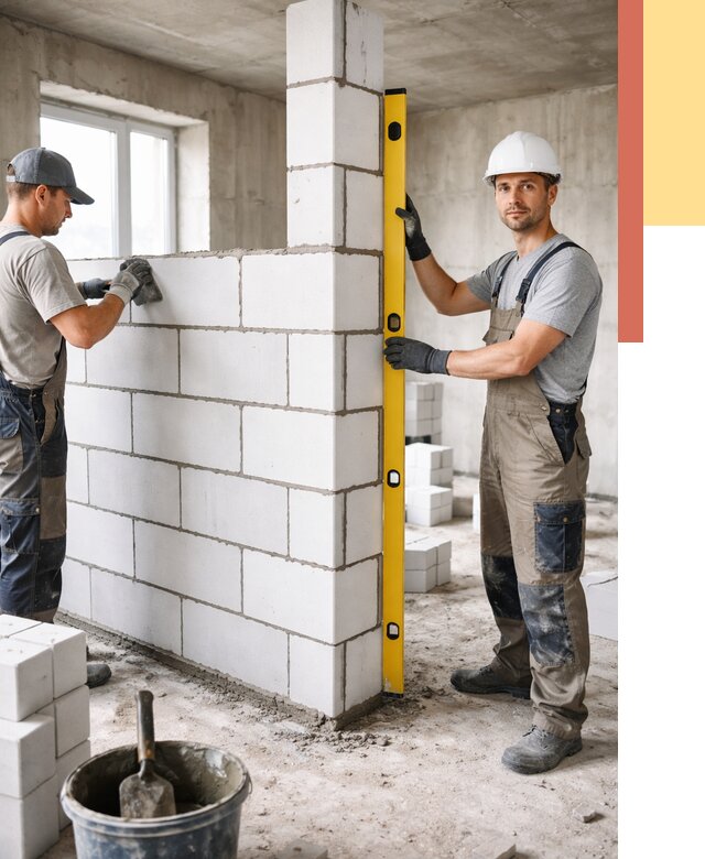 Кладка перегородок из пеноблока в Сарове от 1875 руб. под ключ | ОТДЕЛОЧНИК-Сро