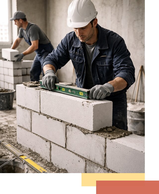 Кладка перегородок из пеноблока под ключ в Сарове