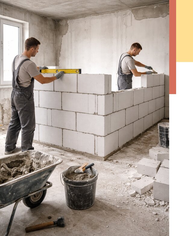 Кладка перегородок из ПГП в Сарове от 2604 руб./м2 — монтаж и возведение под ключ | ОТДЕЛОЧНИК-Сро