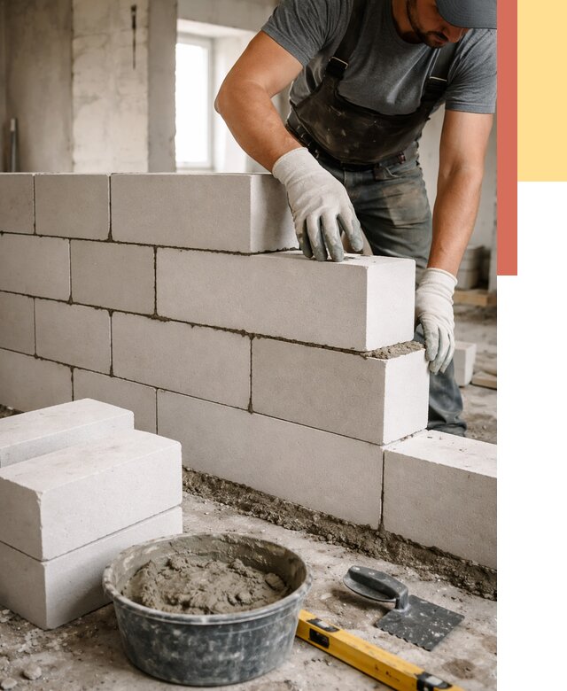 Кладка перегородок из силикатного блока в Сарове от 4166 руб. под ключ | ОТДЕЛОЧНИК-Сро