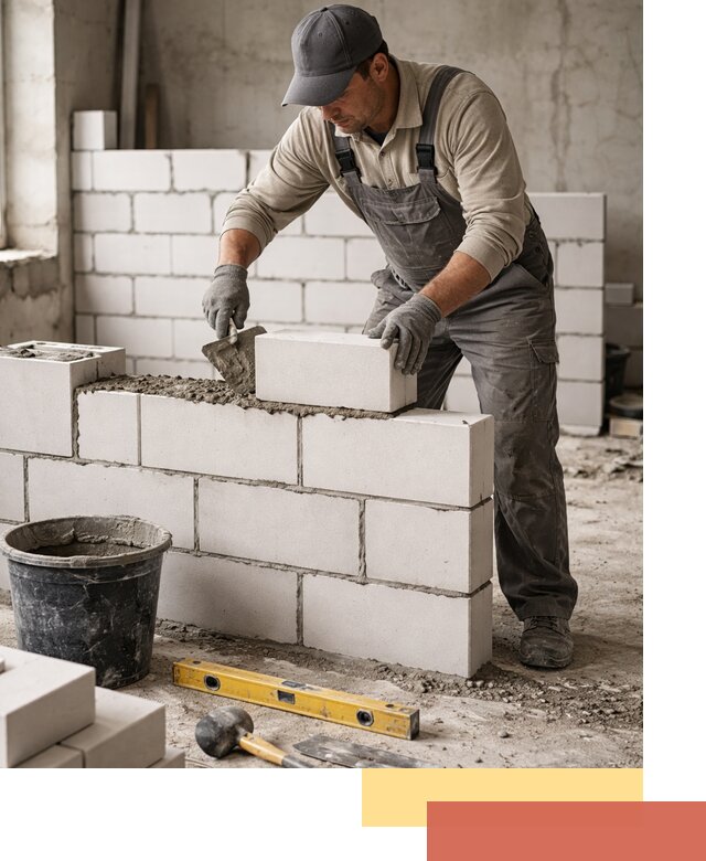 Кладка перегородок из силикатного блока в Сарове