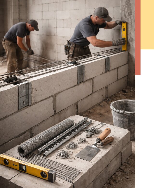 Армирование кладки перегородок в Сарове от 781 руб. под ключ | ОТДЕЛОЧНИК-Сро
