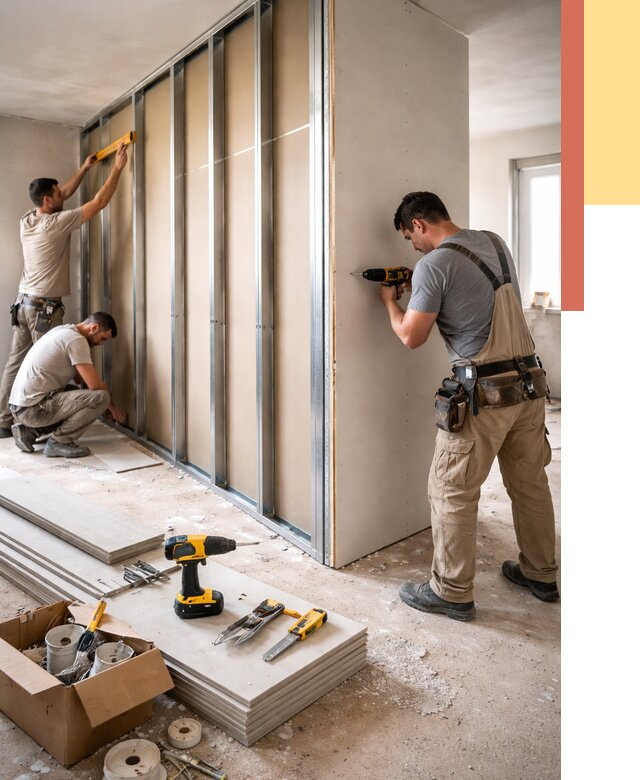 Монтаж однослойной перегородки из гипсокартона в Сарове от 677 руб. | ОТДЕЛОЧНИК-Сро