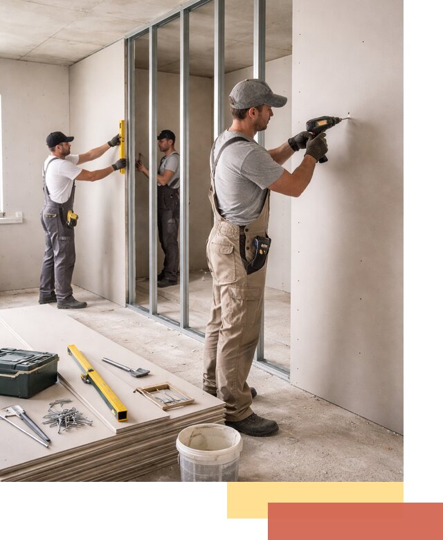 Однослойная перегородка из гипсокартона в Сарове под ключ, монтаж и отделка