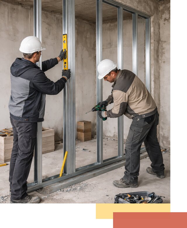 Монтаж каркаса перегородки из профиля в Сарове