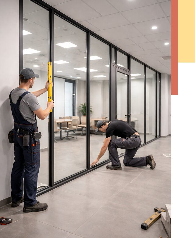 Каркасные стеклянные перегородки в Сарове под ключ от 9582 руб. | ОТДЕЛОЧНИК-Сро