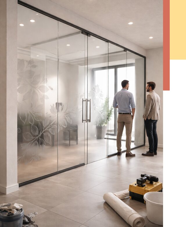 Стеклянные перегородки с рисунком в Сарове от 13019 руб. монтаж и нанесение | ОТДЕЛОЧНИК-Сро