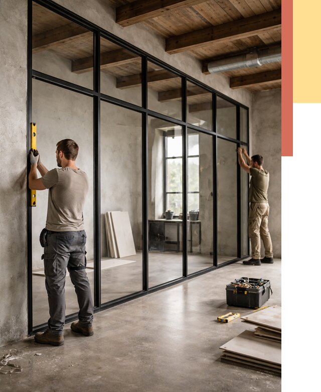 Стеклянные перегородки лофт в Сарове от 10936 руб. под ключ | ОТДЕЛОЧНИК-Сро