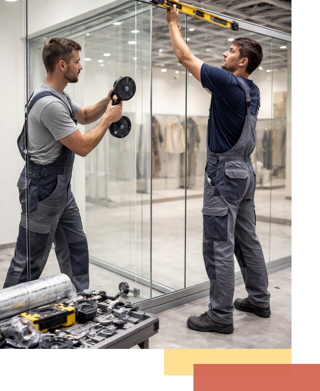 Стеклянные перегородки для магазинов в Сарове — монтаж и установка