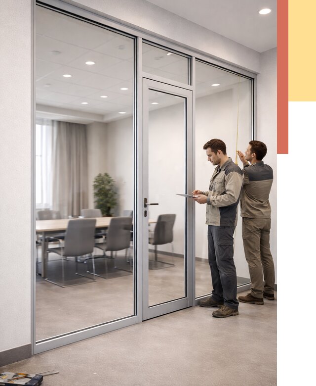 Установка и монтаж алюминиевых перегородок со стеклом в Сарове от 8540 руб. | ОТДЕЛОЧНИК-Сро