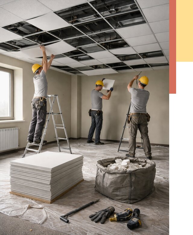 Демонтаж потолка Армстронг в Сарове от 4687 руб. быстро и недорого | ОТДЕЛОЧНИК-Сро