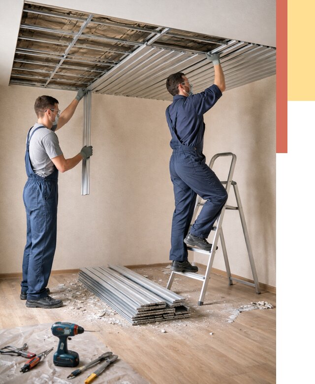 Демонтаж реечного потолка в Сарове от 4687 руб. быстро и недорого | ОТДЕЛОЧНИК-Сро