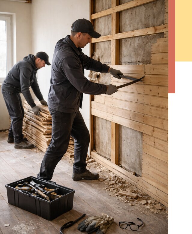 Демонтаж вагонки в Сарове от 3958 руб/м2 — быстро и недорого | ОТДЕЛОЧНИК-Сро