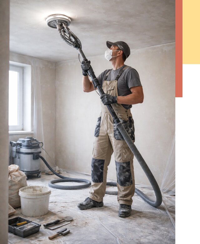 Шлифовка потолка в Сарове от 3645 руб. — услуги шлифования потолка | ОТДЕЛОЧНИК-Сро