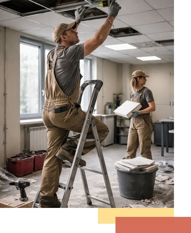 Ремонт потолка Армстронг и замена плит в Сарове