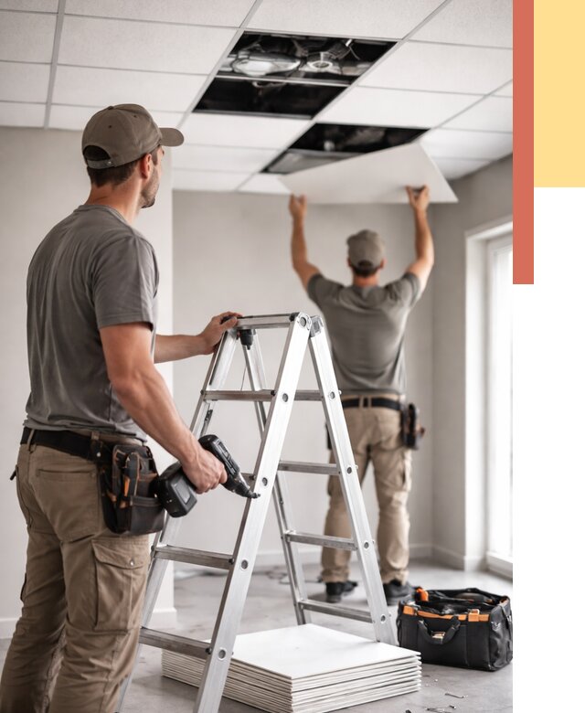 Обслуживание подвесного потолка в Сарове от 3645 руб. — быстро и недорого | ОТДЕЛОЧНИК-Сро