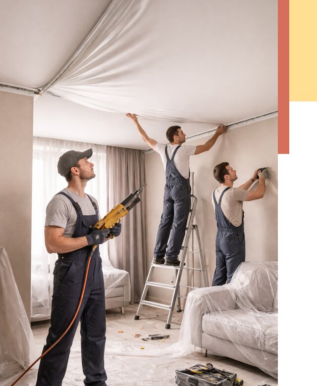 Установка натяжного потолка в Сарове от 4687 руб. | Быстро и недорого — ОТДЕЛОЧНИК-Сро