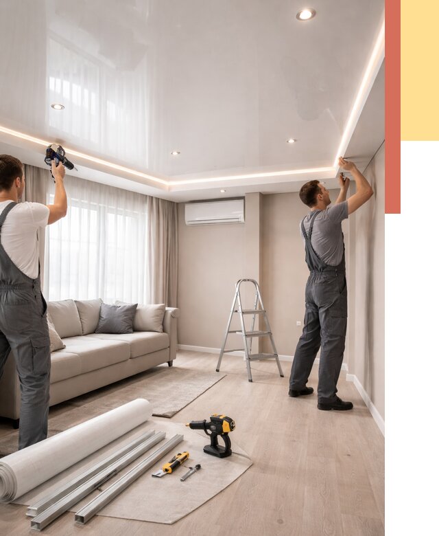 Монтаж глянцевого натяжного потолка в Сарове от 781 руб. под ключ | ОТДЕЛОЧНИК-Сро