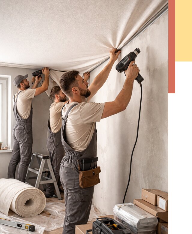 Монтаж фактурного натяжного потолка в Сарове от 781 руб. — ОТДЕЛОЧНИК-Сро