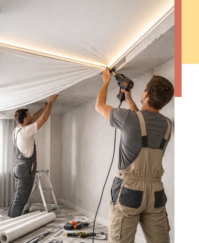 Монтаж натяжного потолка с подсветкой в Сарове от 989 руб. | ОТДЕЛОЧНИК-Сро