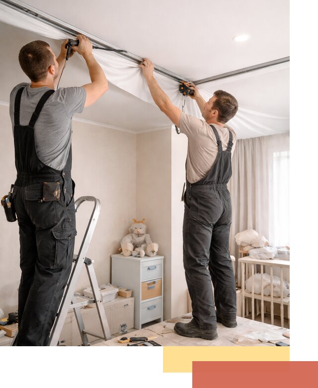 Монтаж натяжного потолка в детской комнате в Сарове