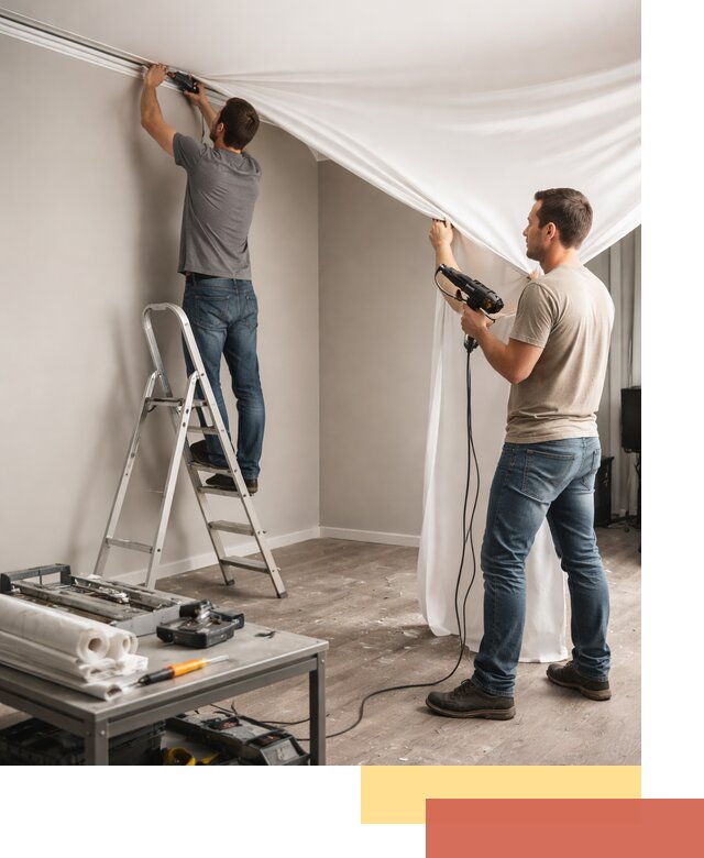 Монтаж натяжного потолка в студии в Сарове