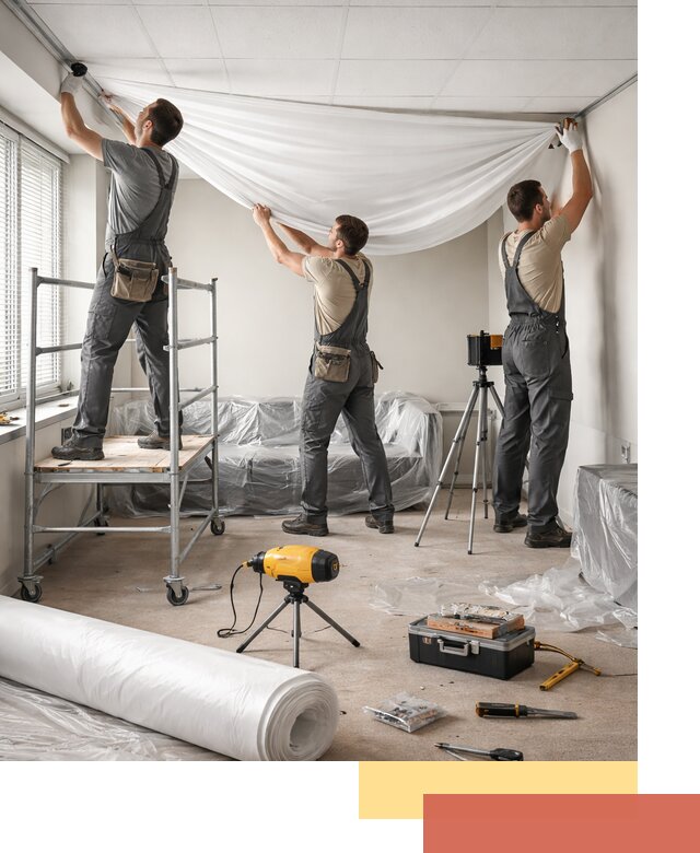 Монтаж натяжного потолка в офисе в Сарове