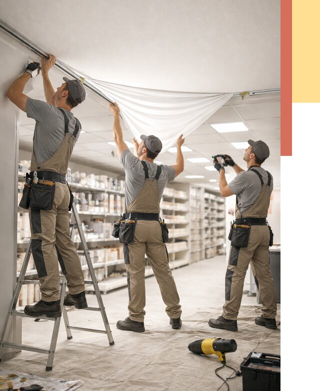 Монтаж натяжного потолка в магазине в Сарове от 4687 руб. быстро и недорого | ОТДЕЛОЧНИК-Сро