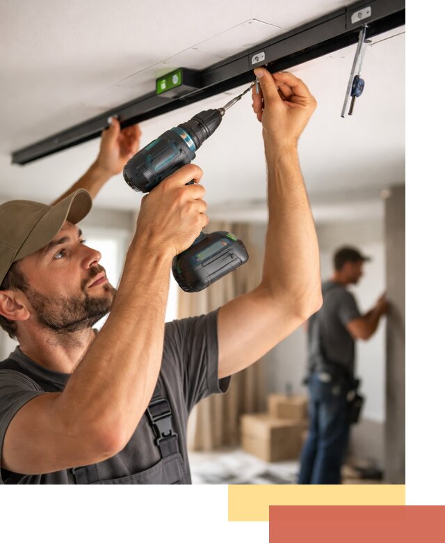 Установка трековых светильников в натяжной потолок в Сарове