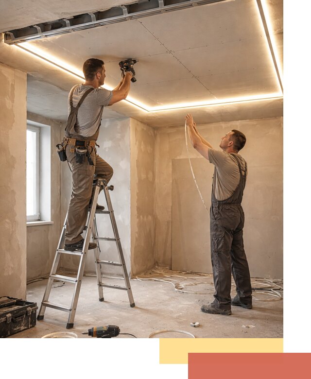 Потолок из гипсокартона с подсветкой в Сарове