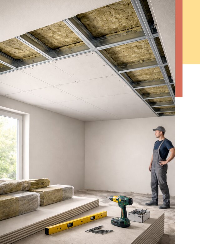 Звукоизоляция потолка ГКЛ в Сарове от 989 руб. — монтаж под ключ | ОТДЕЛОЧНИК-Сро